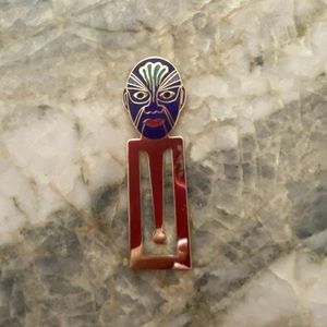 Shiny new metal ethnic bookmark gold etched